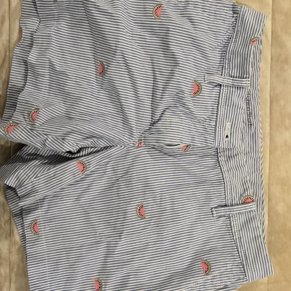 Club Room Blue and White Striped Shorts with Watermelon Embroidery